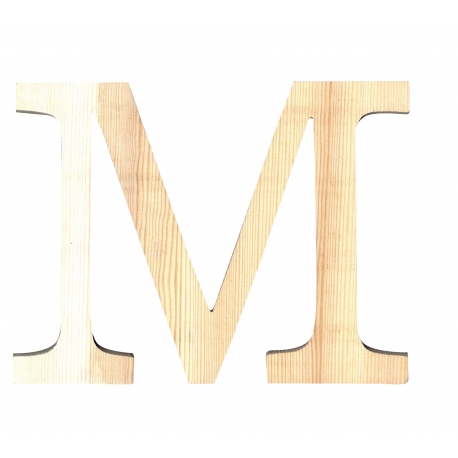Letra de madera M de 19 cm