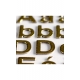 3 hojas pegatinas Alfabeto, Números y Símbolos chipboard Oro